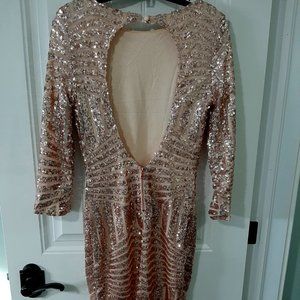 NWT Rose Gold Sequin 3/4 lengthsleeve Midi Dress